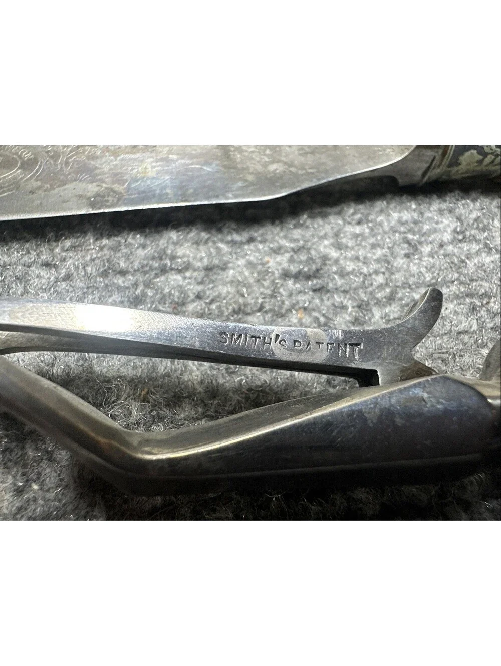 VTG Harrison Bros & Howson 3pc Carving Set Stag Horn Handles Engraved Case